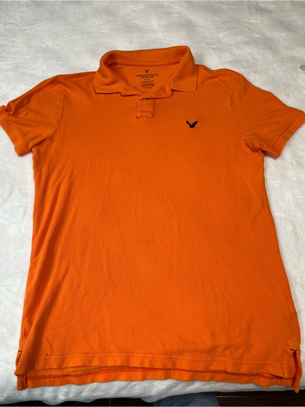 American Eagle Outfitters Orange Men's Polo with Black Logo